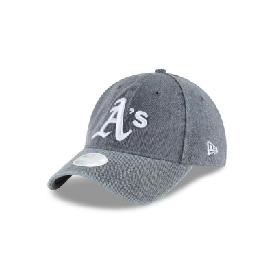 Grey Oakland Athletics Hat - New Era MLB Faded Denim 9TWENTY Adjustable Caps USA2547819